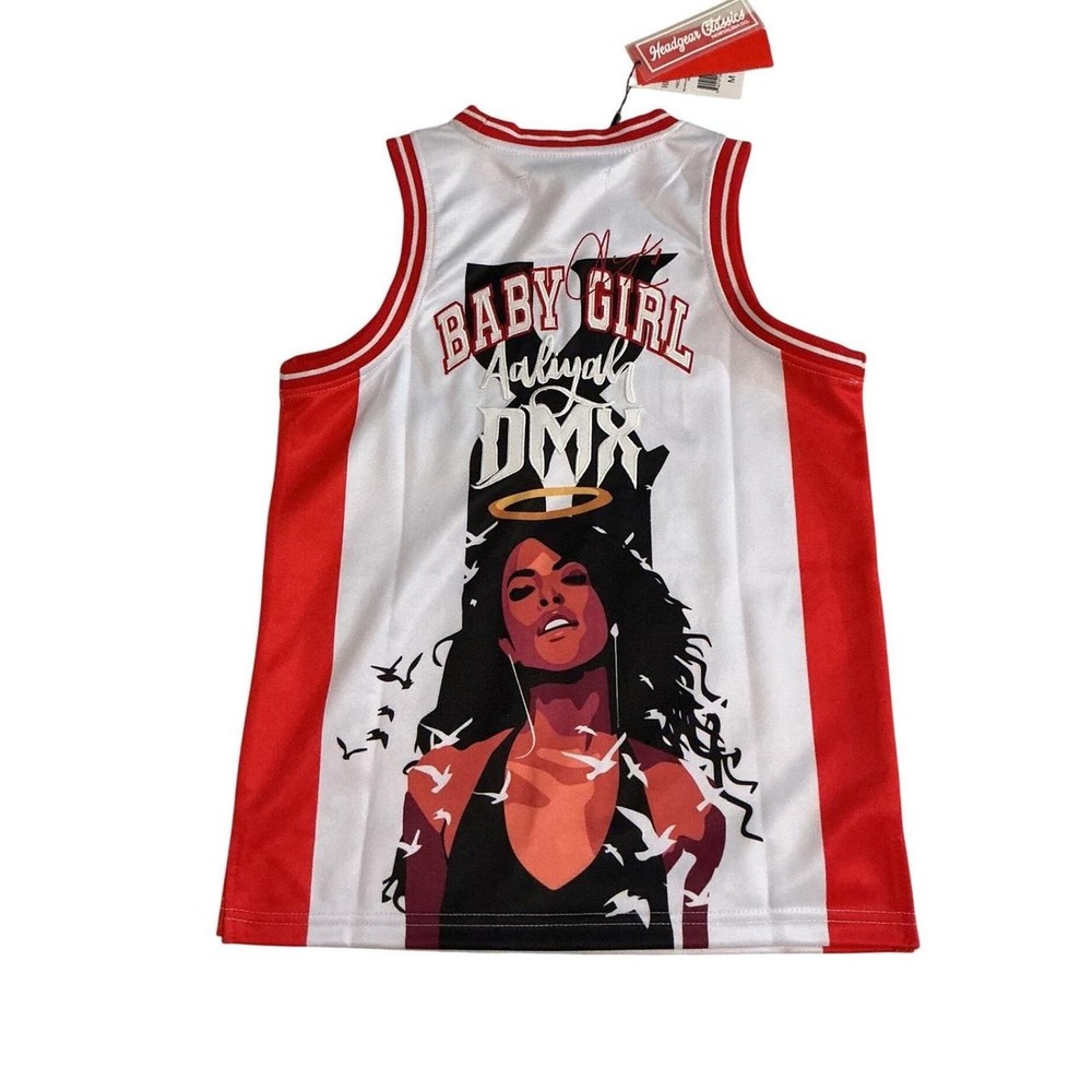 Headgear Classics Aaliyah DMX Jersey Kids Medium White Red NEW HGC095X-YBBJ-18